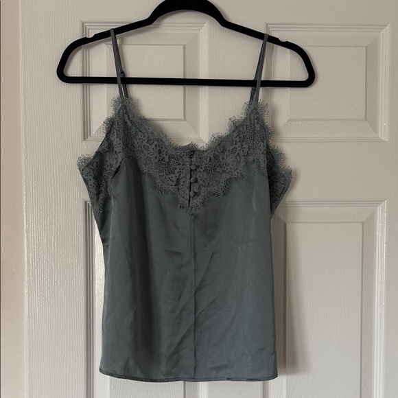 Abercrombie & Fitch Tops - Abercrombie & Fitch Lace-Trim Satin Cami - Blue/Gray